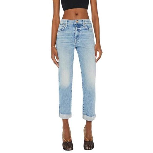 Mother Denim - MOTHER The Scrapper Cuff Ankle Fray Sneak Peak 30 US 10 High Rise Straight Boho